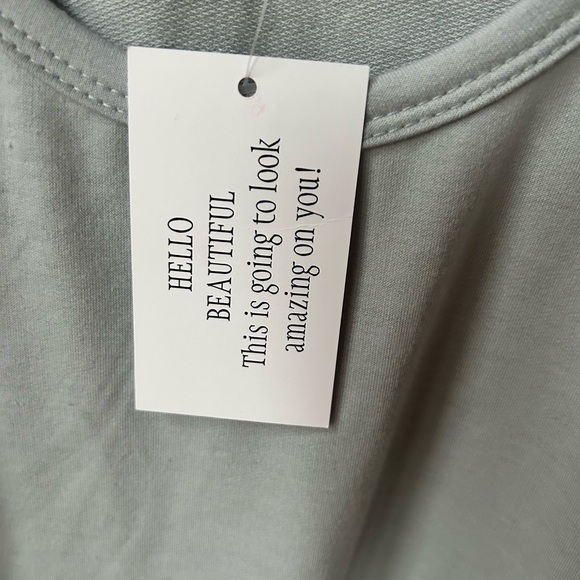 NWT Watermelon Dusty Blue & Seafoam Cold Shoulder Top | Cutout Sleeve | M - Picture 3 of 7